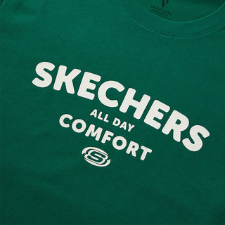 斯凯奇（Skechers）男女同款针织T恤衫校园青春舒适干爽运动休闲短袖L224U043 常绿色/001Z XXL