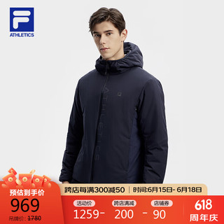 FILA 斐乐男士棉服2024春基础简约运动休闲连帽外套 190/108A/XXXL