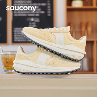 Saucony索康尼JAZZ RENEW复古休闲鞋女2024通勤运动鞋百搭增高女鞋 浅黄10 40.5 (255mm)