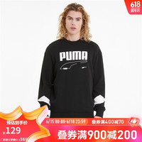 PUMA彪马 男子春秋休闲印花圆领卫衣 REBEL 588855 黑色-01 L(180/100A)
