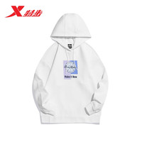 特步（XTEP）连帽卫衣女运动休闲宽松上衣百搭套头衫978328930344 珍珠白 4XL