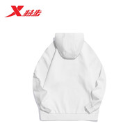 特步(XTEP)连帽卫衣女运动休闲宽松上衣百搭套头衫978328930344 珍珠白 XL