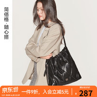 JONBAG 简佰格 简·佰格菱格大容量托特包2024春夏小众百搭包包女包包上班通勤实用单肩包生日礼物送女友送老婆 黑色