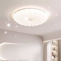 时光 2024年新款卧室灯主卧吸顶灯奶油风温馨次卧房间灯现代简约灯具 贝壳-圆形30cm24瓦单色白光