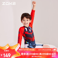ZOKE 洲克 克（ZOKE）儿童泳衣男童变形金刚连体平角防晒舒适卡通动漫120603532红灰130