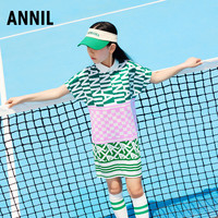 安奈儿童装女童短袖连衣裙夏学院风洋气女孩运动棒球裙子