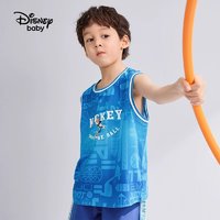 88VIP：Disney baby 迪士尼男童网眼速干背心2024夏季新款儿童男宝宝运动无袖上衣童装