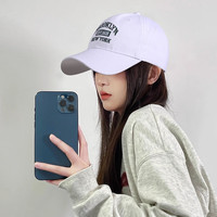 目丸韩版帽子棒球帽女简约大鸭舌帽春夏百搭潮人街头显脸小棒球帽男女 1#白色 可调节