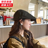 槿城反戴贝雷帽子女夏季日系鸭舌帽男薄款画家秋天报童复古前进帽K525 黑色 M（56-58cm）