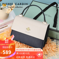 皮尔卡丹(pierre cardin)时尚包包女包百搭单肩斜挎包女牛皮手提包女礼盒 J2A218-1180802G藏蓝色/米白色闺蜜实用走心