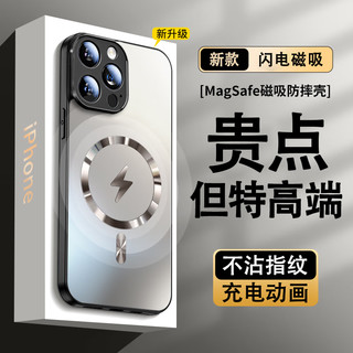 Ekakashop【德国】苹果12手机壳iPhone12Pro Max保护套Magsafe磁吸防摔硅胶镜头全包超薄磨砂男女商务款 苹果12pro【钛色】闪电磁吸