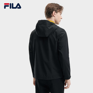 FILA 斐乐男士轻薄外套2024夏休闲连帽夹克 正黑色-BK 175/96A/L