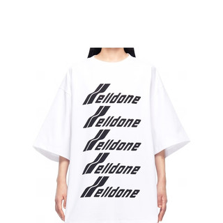 WE11DONE中性男女同款经典字母logo印花时尚休闲圆领短袖T恤 白色 L