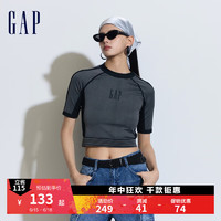 Gap 盖璞 女士撞色拼接短袖T恤 890007 黑灰色 L