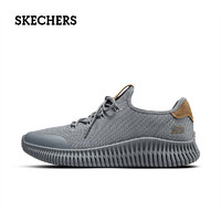 斯凯奇（Skechers）男鞋简约绑带休闲鞋舒适耐磨运动跑步鞋 灰色 41