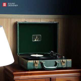 巫 黑胶唱片机 蓝牙音响皮箱一体式唱片机可移动充复古LP留声机 1900mini古典绿