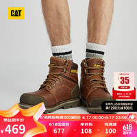 CAT卡特工装靴马丁靴男鞋男士休闲工鞋经典牛皮面防滑大工装靴618 棕红 41