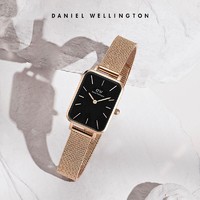 Daniel Wellington dw手表女20*26mm黑色方形表盘玫瑰金色麦穗钢带表新年礼物送女友