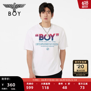 BOY LONDON潮牌短袖中性风春夏渐变LOGO印花宽松休闲T恤上衣N01714 白色 XS