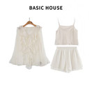 百家好（Basic House）Basic House/百家好夏季气质显瘦蕾丝时尚休闲套装M232 杏色 S