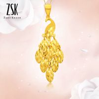 百亿补贴：ZSK 珠宝孔雀黄金吊坠女999足金项链吊坠时尚挂坠送礼