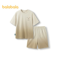 巴拉巴拉儿童套装夏装男大童短袖两件套速干童装凉感 咖色调00355 140cm