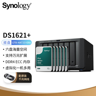 Synology 群晖 DS1621+ 搭配6块群晖 Plus系列 HAT3310 12TB硬盘 套装