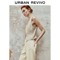 URBAN REVIVO 女装时尚通勤单排扣无袖西装马甲 UWH140027 卡其灰 XS