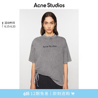 Acne Studios【尊享6折】 女士复古做旧褪色水洗徽标印花T恤短袖上衣AL0397 褪色灰色 S