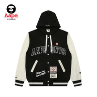 Aape男装春夏篮球猿颜徽章潮流刺绣美式棒球服卫衣外套B301XXM BKX/黑色 S