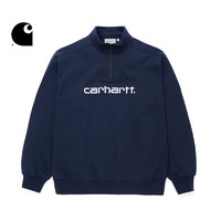 Carhartt WIP卫衣男装秋冬经典LOGO字母刺绣半拉链立领23A037L BKX/黑色 M