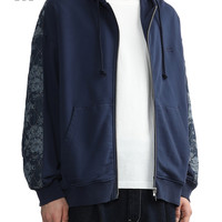 it 5cm/FIVECM男装连帽拉链拼接卫衣休闲秋季复古型男3503F3L NYX/藏青色 XS