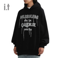 it MUSIUM DIV.男装廓形连帽卫衣休闲秋冬潮酷字母装饰00224