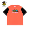 BABY MILO STORE春夏卡通动物简约字母印花拼色短袖T恤0402XXI PKX/粉橘色