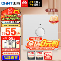 正泰（CHNT）开关插座面板超薄哑光磨砂大板奶油风家用86型墙壁电源 K3E雅致白 按键延时开关（两线制）