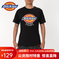 dickies24春夏 大logo印花 纯棉舒适圆领短袖T恤 男女 DK0A87CO 黑色 2XL