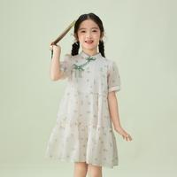INMAN 茵曼 女童连衣裙24夏装新款儿童甜美公主裙礼服