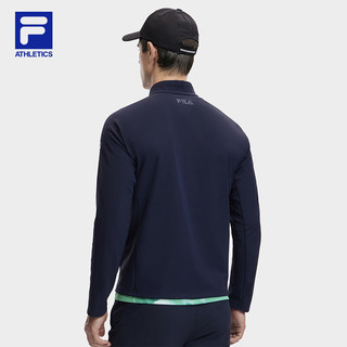 FILA 斐乐男士针织长袖外套2024夏运动基础立领上衣 RD宝蓝-NV 185/104A/XXL