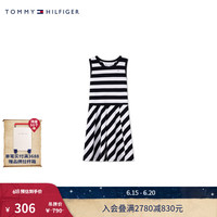 TOMMY HILFIGER 24春夏童装女休闲简约绣标条纹无袖连衣裙TH2222036 黑白条纹001 6/120cm