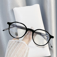 Erilles 复古板材潮流素颜小圆框眼镜框黑框 +161升级防蓝光镜片