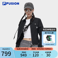 FILA FUSION斐乐【欧阳娜娜】梭织外套女2024夏时尚休闲修身翻领 正黑色-BK 160/80A/S