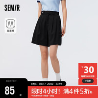 森马 Semir休闲裤女宽松通勤阔腿短裤101323125021 黑色90001 XS