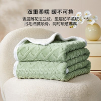 BLISS 百丽丝 加厚毛毯 午休毯子毛毯被子空调毯盖毯 复合法兰绒休闲毯(灰绿色) 100cm×150cm
