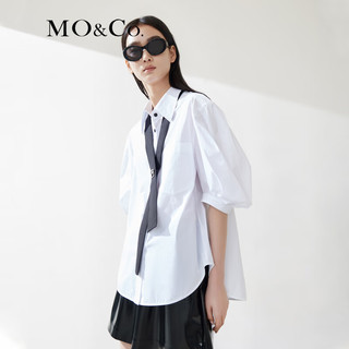 MO&Co.夏季泡泡袖衬衫短袖小众设计jk白色MBB2SHT011 本白色 M/165