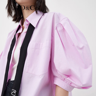 MO&Co.夏季泡泡袖衬衫短袖小众设计jk白色MBB2SHT011 藕粉色 S/160