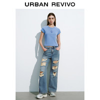URBAN REVIVO UR2024夏季新款女装休闲简约减龄萌宠印花短袖T恤UWL440192