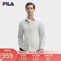 FILA 斐乐男子梭织长袖衬衫2024春时尚简约基础休闲上衣 云雾灰-GY 175/96A/L