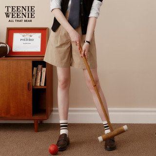 Teenie Weenie小熊直筒四分裤宽松韩版通勤休闲时尚女短裤夏款 A-卡其色 155/XS