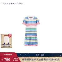 TOMMY HILFIGER24春夏童装女珠地肌理彩色条纹POLO连衣裙TH2422717 多色条纹658 L/155cm