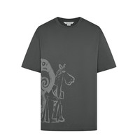 URBAN REVIVO 男士休闲创意印花棉质圆领短袖T恤 UML440121 深灰 S